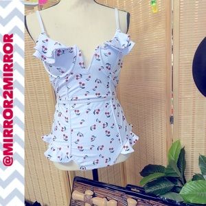 NWOT SHEIN Cherry One Piece Swim Suit Lg